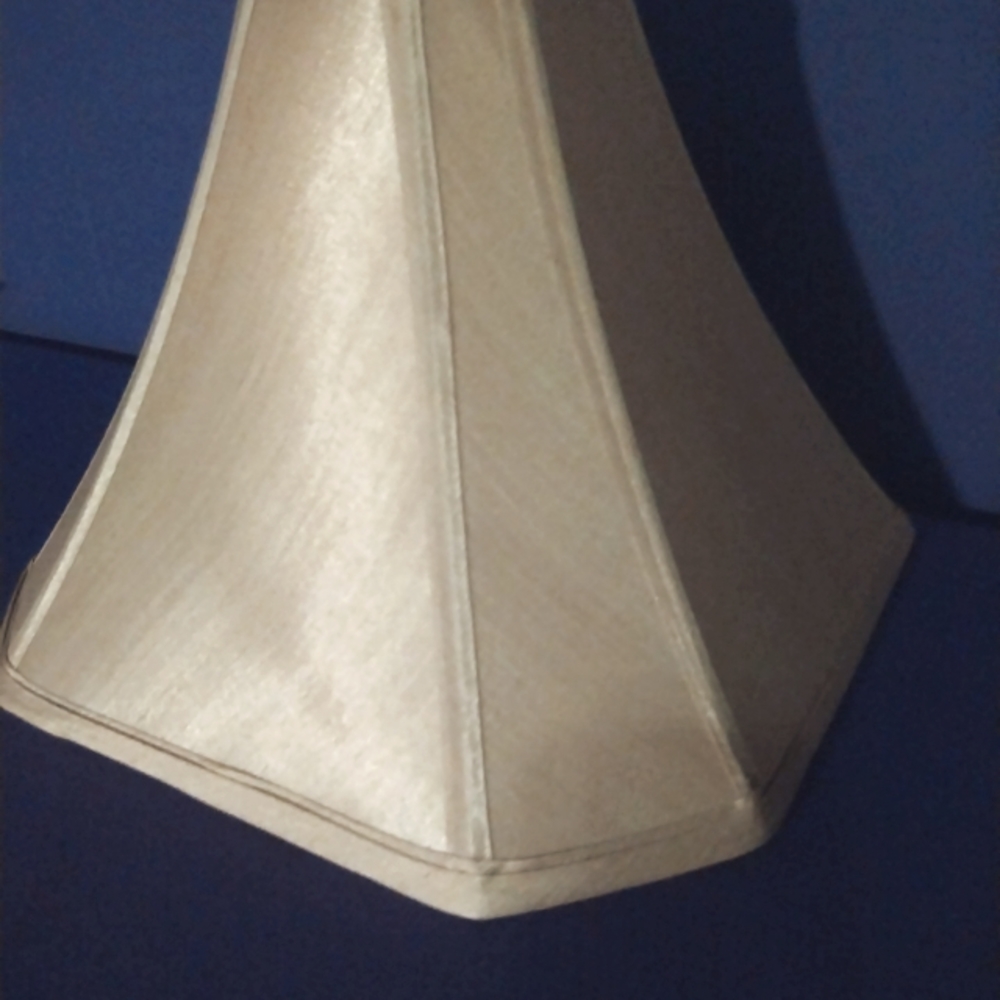 Vintage 70s Silk Shantung Shallow Drum Bell Lamp Accent Shade Tan